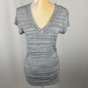 Merona Heather Gray Deep V-Neck Short Sleeve Top